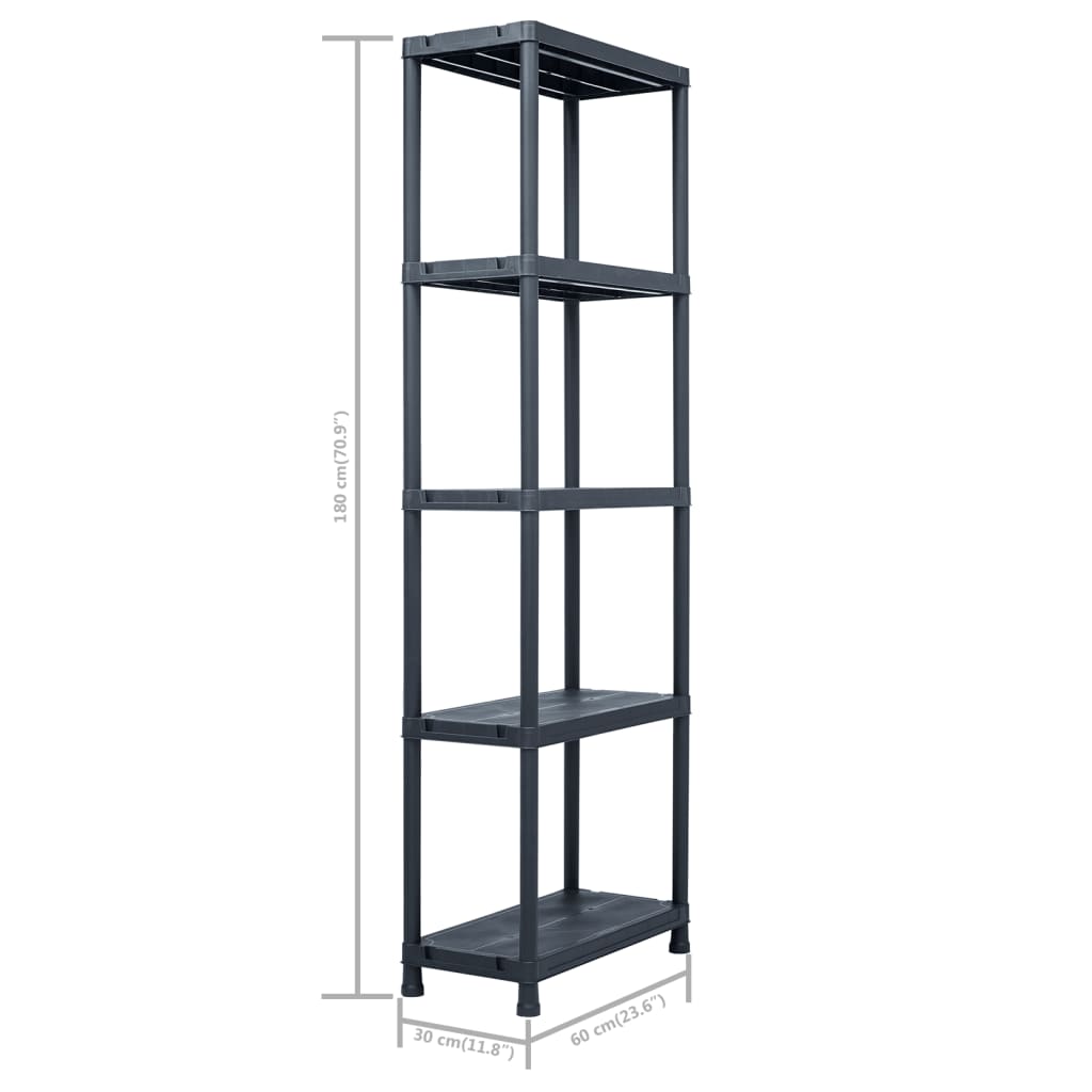 Lagerregale 2 Stk. Schwarz 60 x 30 x 138 cm Kunststoff