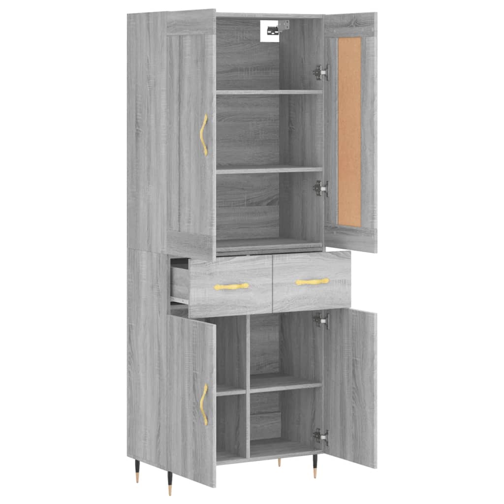 Highboard Betongrau 69,5x34x180 cm Holzwerkstoff