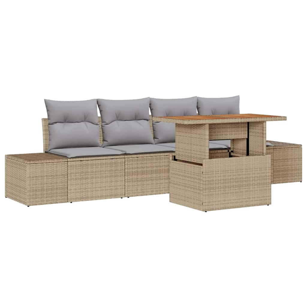 Garten Essgruppe mit Kissen 5 pcs Schwarz und Creme