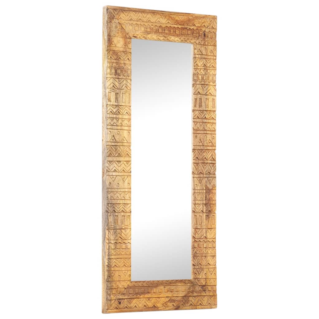 Handgeschnitzter Spiegel 50x50x2,5 cm Massivholz Mango
