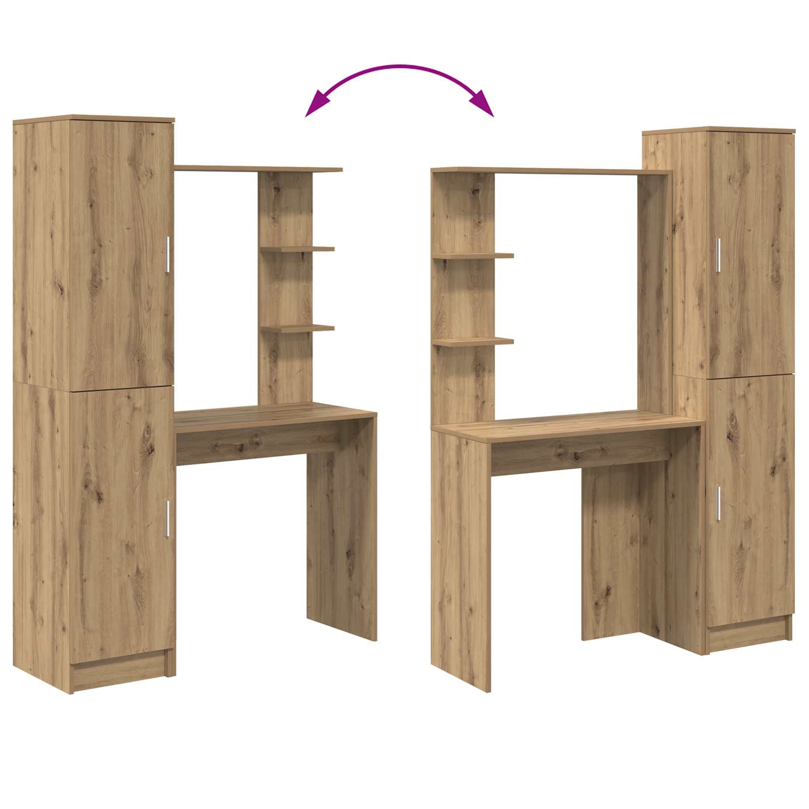 Schreibtisch 2 pcs Schwarz Eichen-Optik