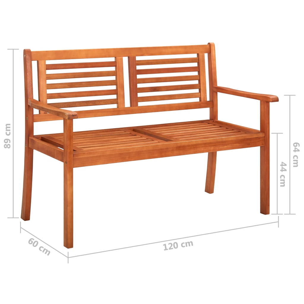3-Sitzer-Gartenbank mit Auflage 150 cm Massivholz Eukalyptus