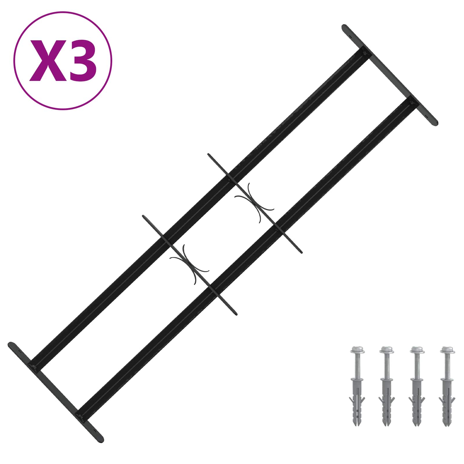 Fenstergitter 76 x 30 cm Pulverbeschichteter Stahl Schwarz