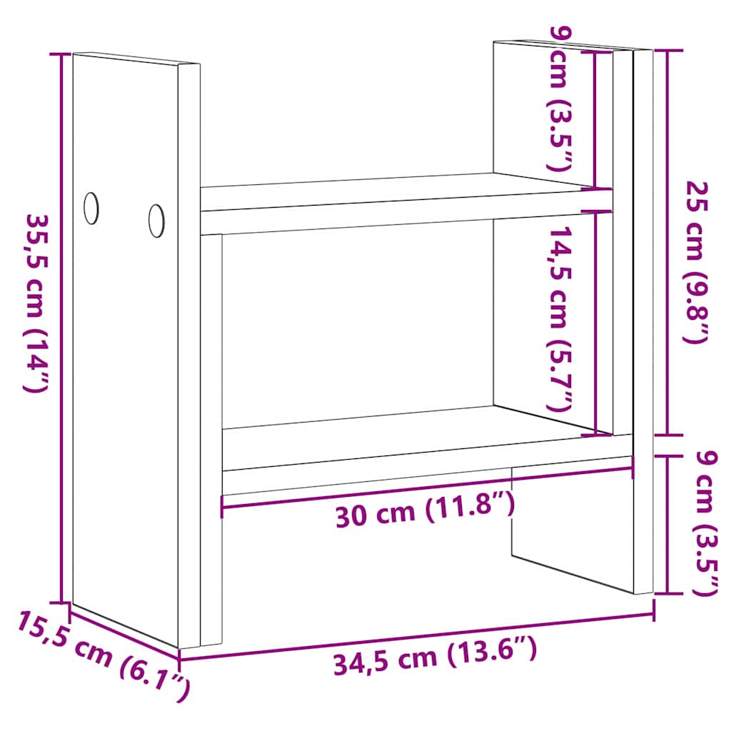 Schreibtisch-Organizer Weiß 34,5x15,5x35,5 cm Holzwerkstoff