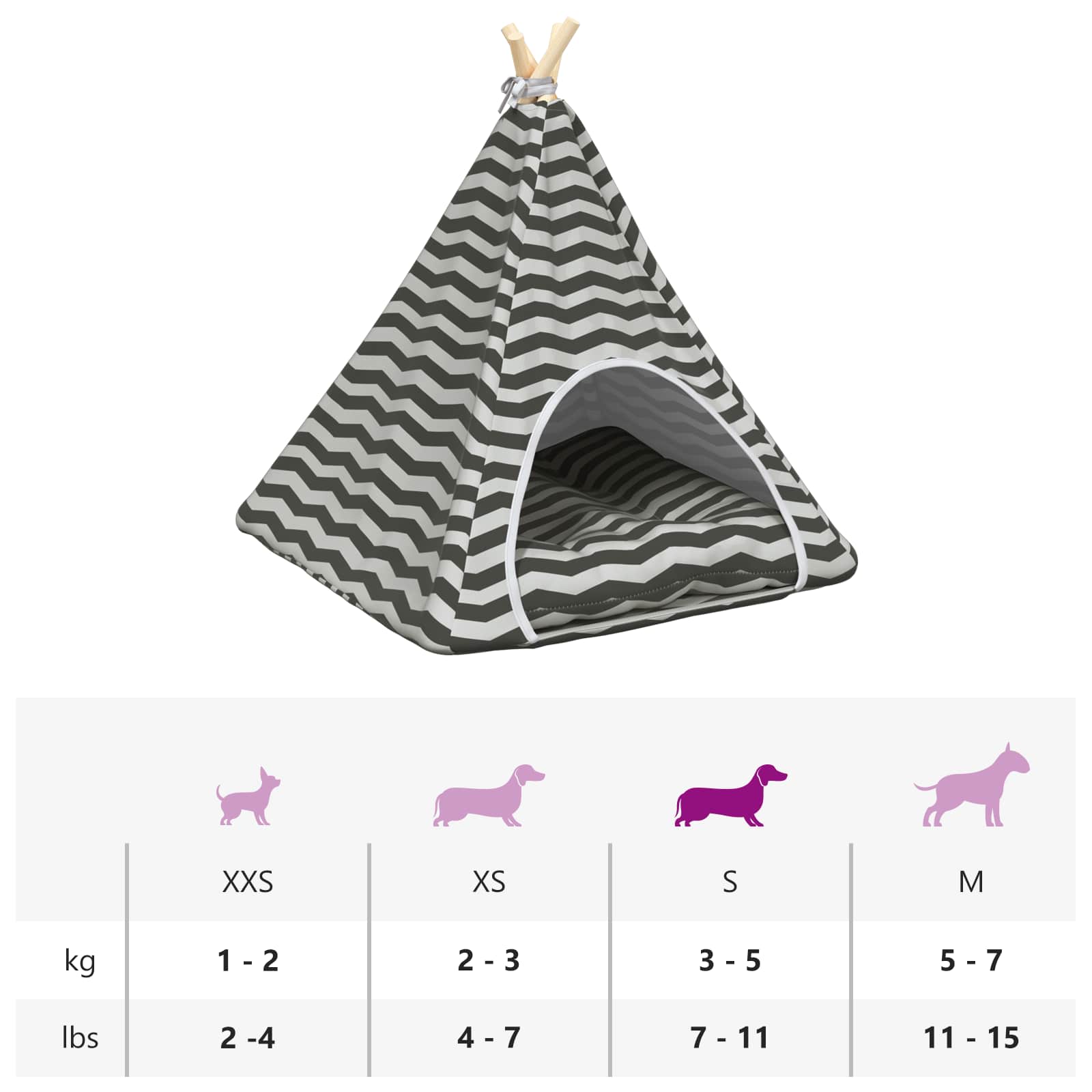 Haustier-Tipi mit Kissen Weiß und Grau 40 x 40 x 50 cm