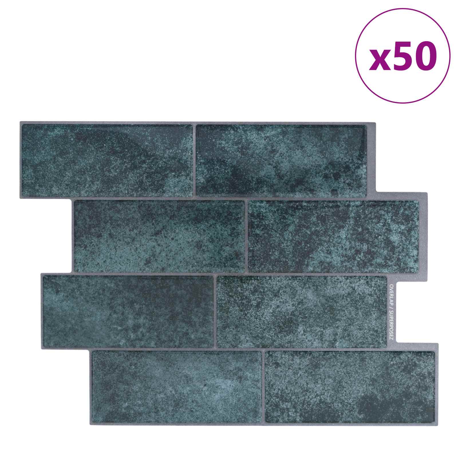 U-Bahn-Fliese 10 pcs Weiß Grau 29 x 21 cm Polyurethan und PET