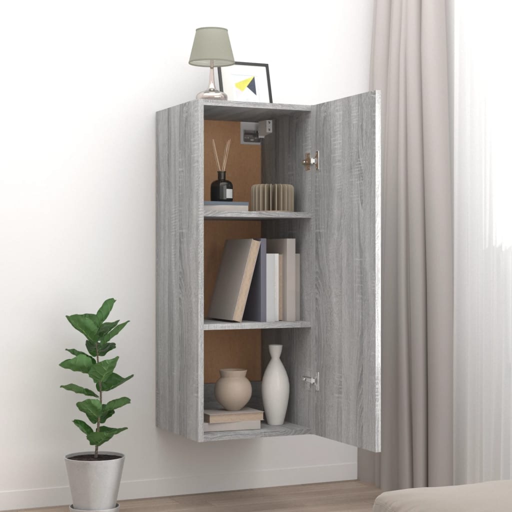 Wandschrank Betongrau 34,5x34x90 cm Holzwerkstoff