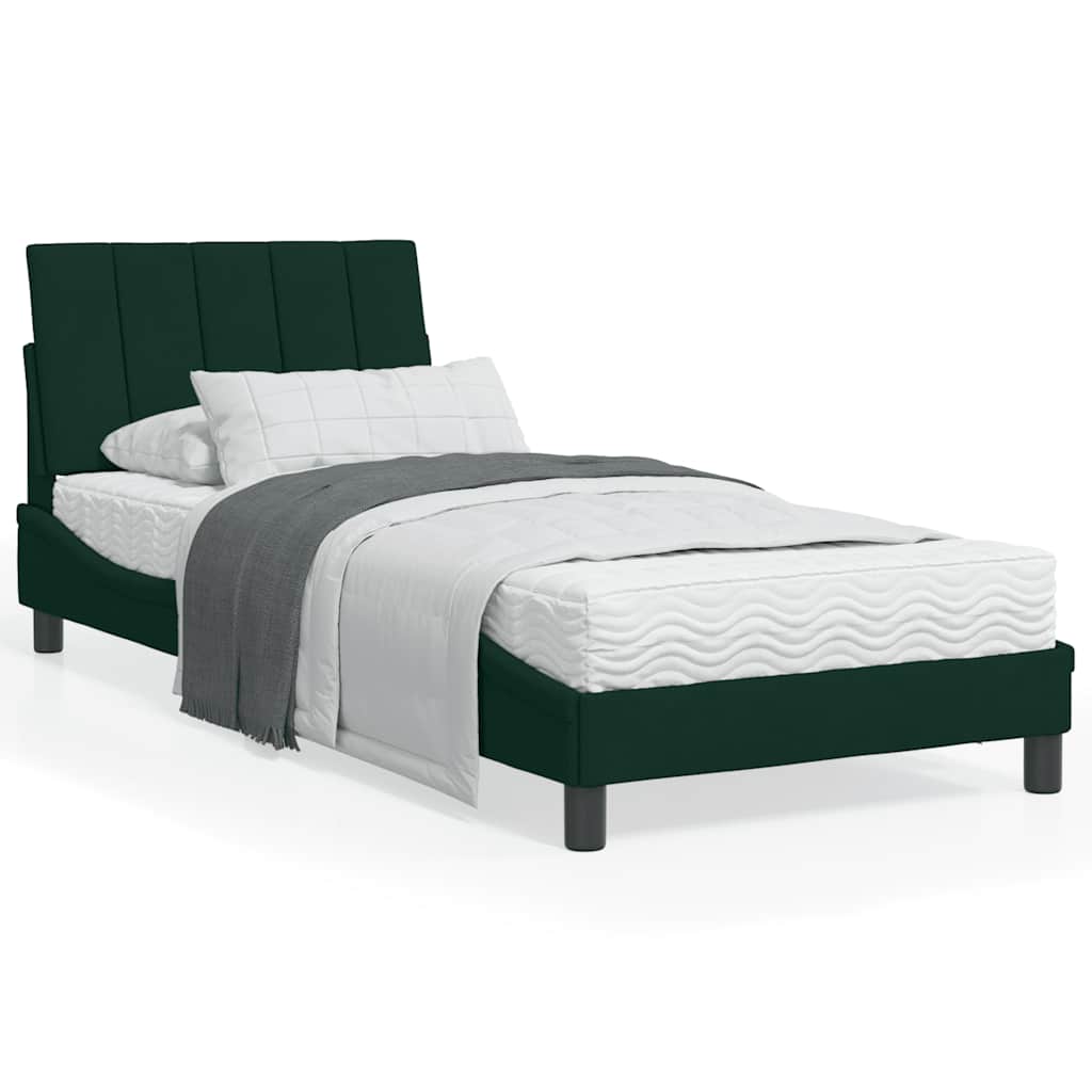 Bett mit Matratze "Hanko" Hellgrau 80x200 cm Samt