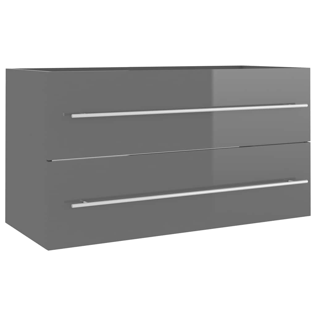 2-tlg. Badmöbel-Set Grau Holzwerkstoff