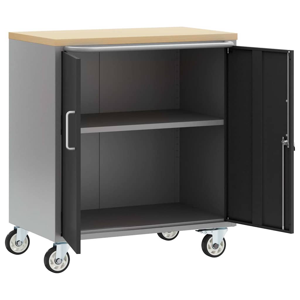 Trolley Rolling Workbench Schwarz und Grau 75 x 45 x 85 cm