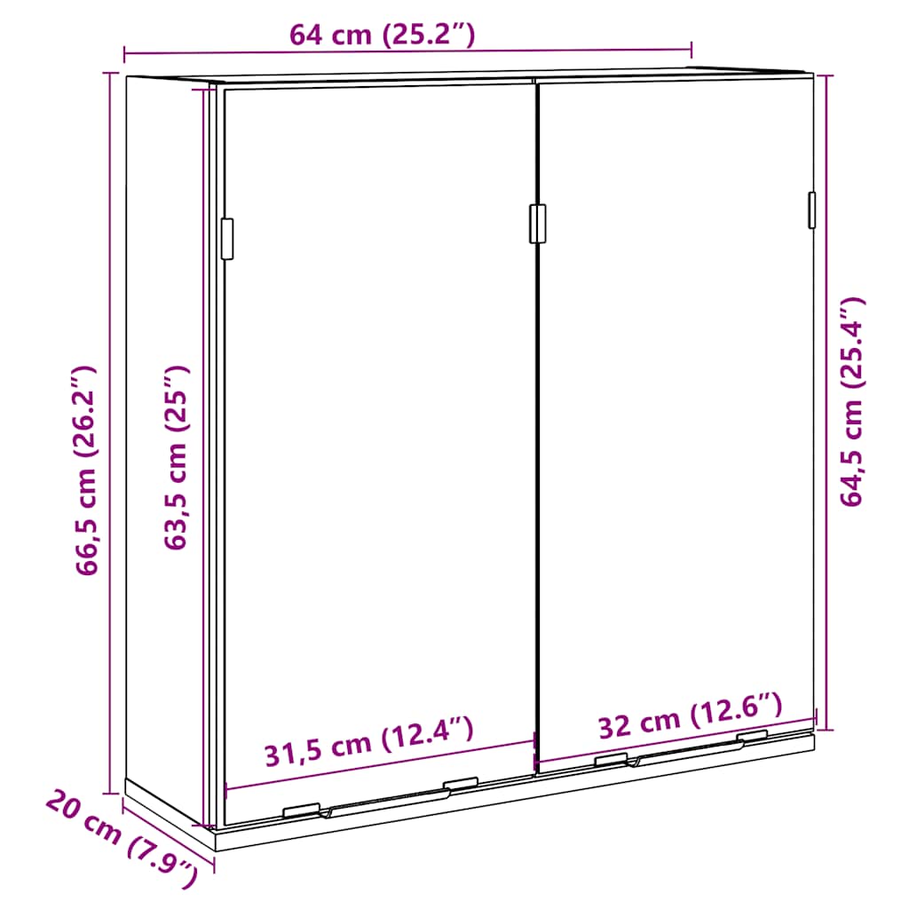 Bad-Spiegelschrank Weiß 64x20x67 cm