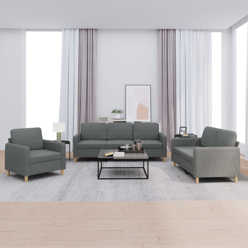 4-tlg. Sofagarnitur mit Kissen Braun Stoff