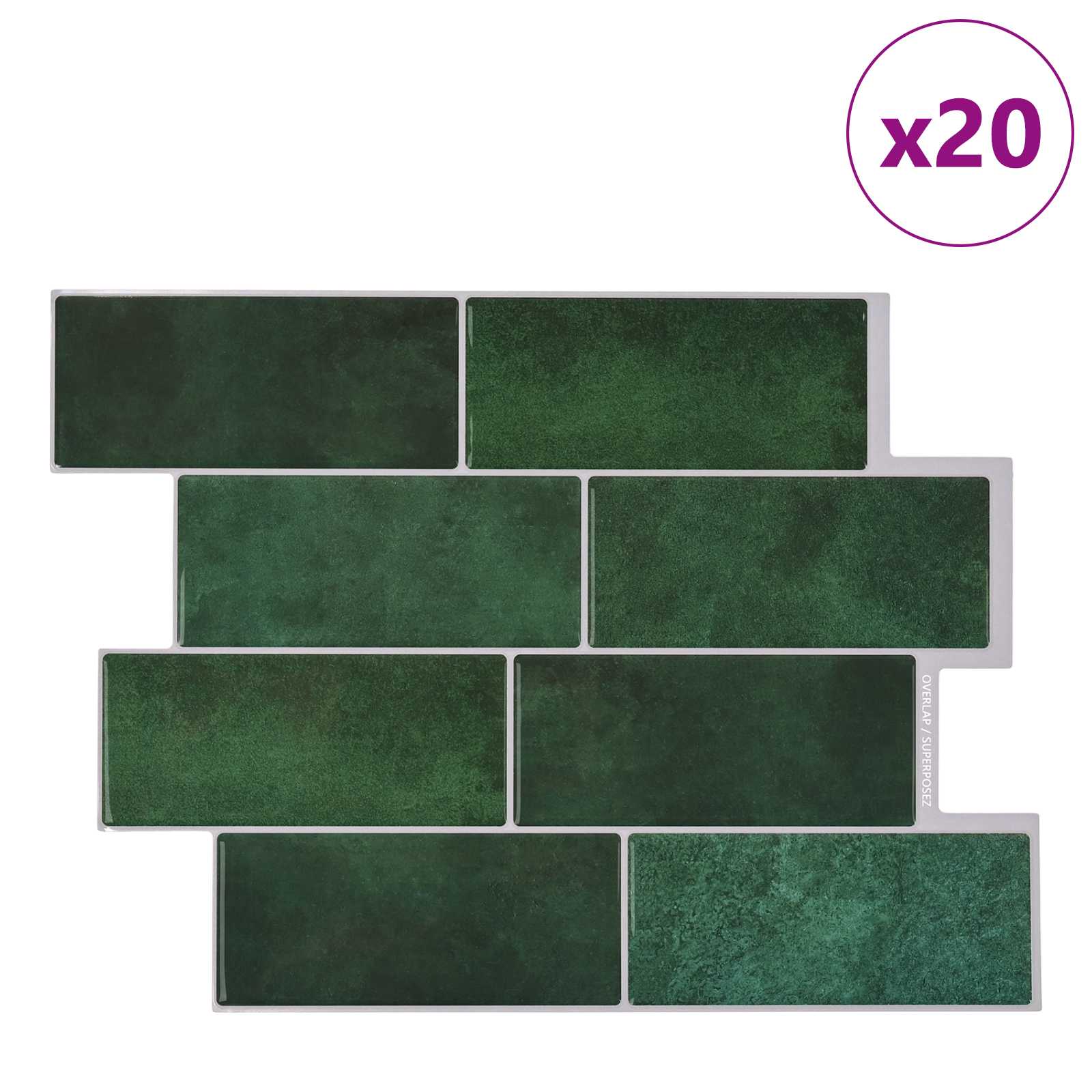U-Bahn-Fliese 10 pcs Weiß Grau 29 x 21 cm Polyurethan und PET