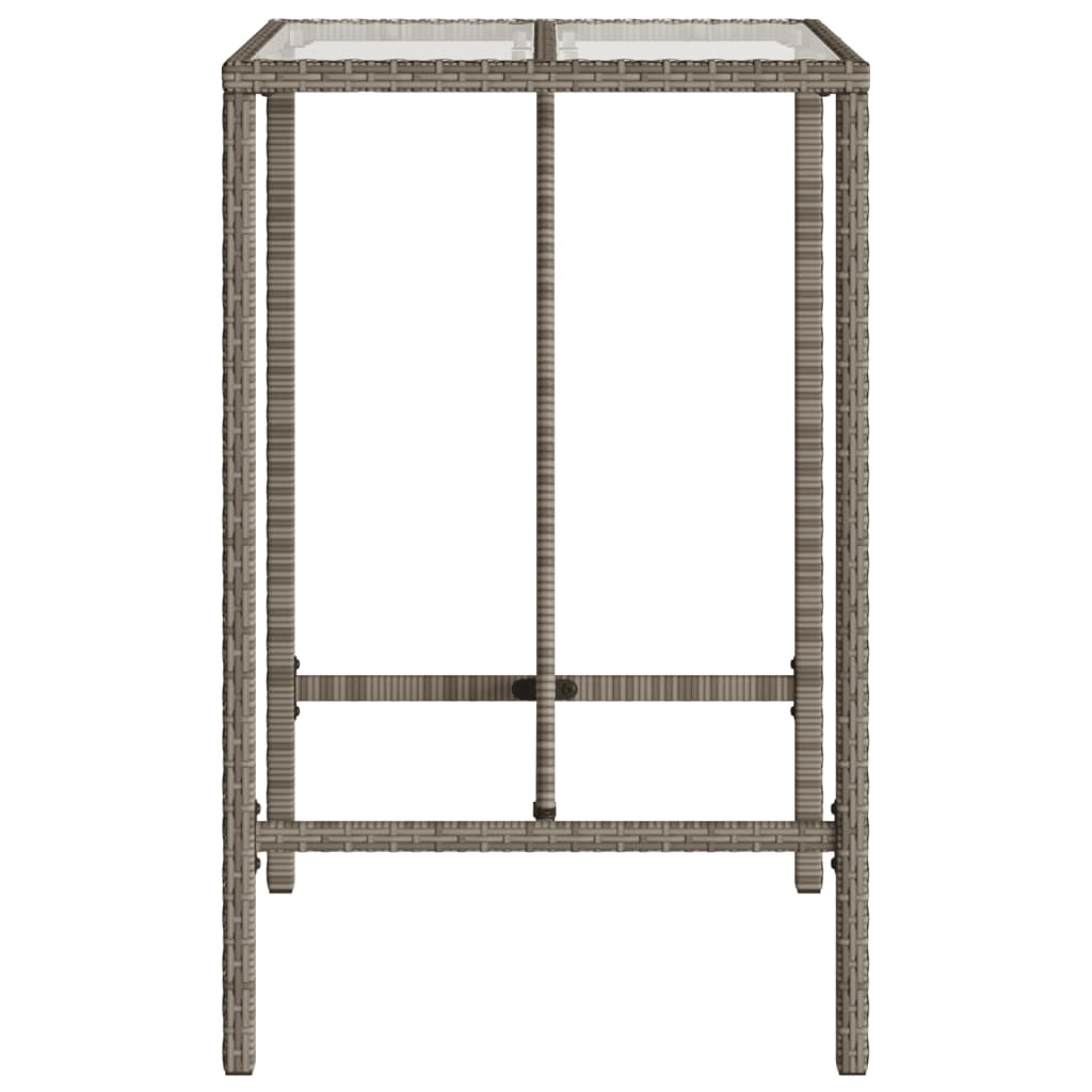 Bartisch mit Glasplatte Schwarz 110x70x110 cm Poly Rattan
