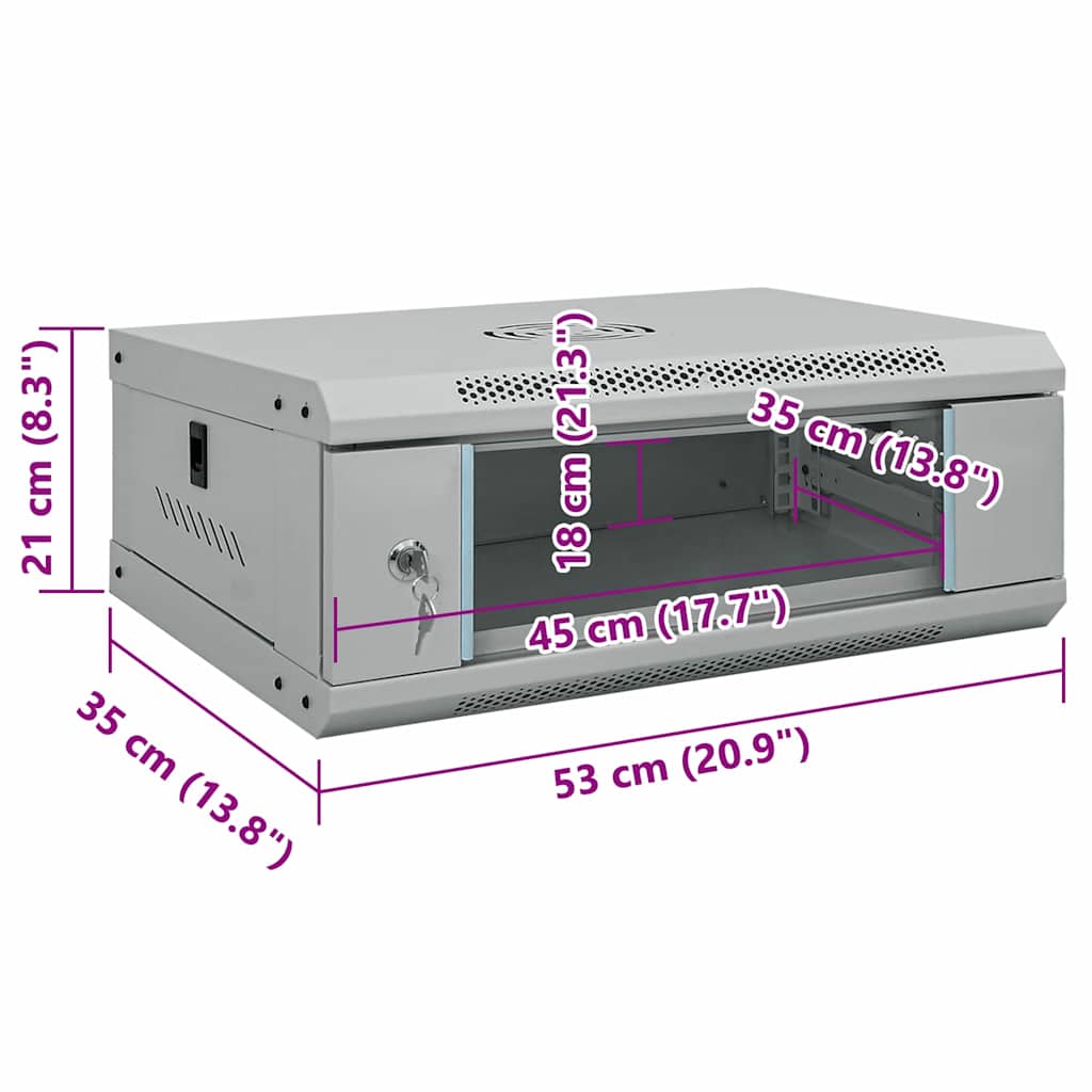 Netzwerkschrank mit Speicher Grau 60 x 45 x 28 cm Stahl