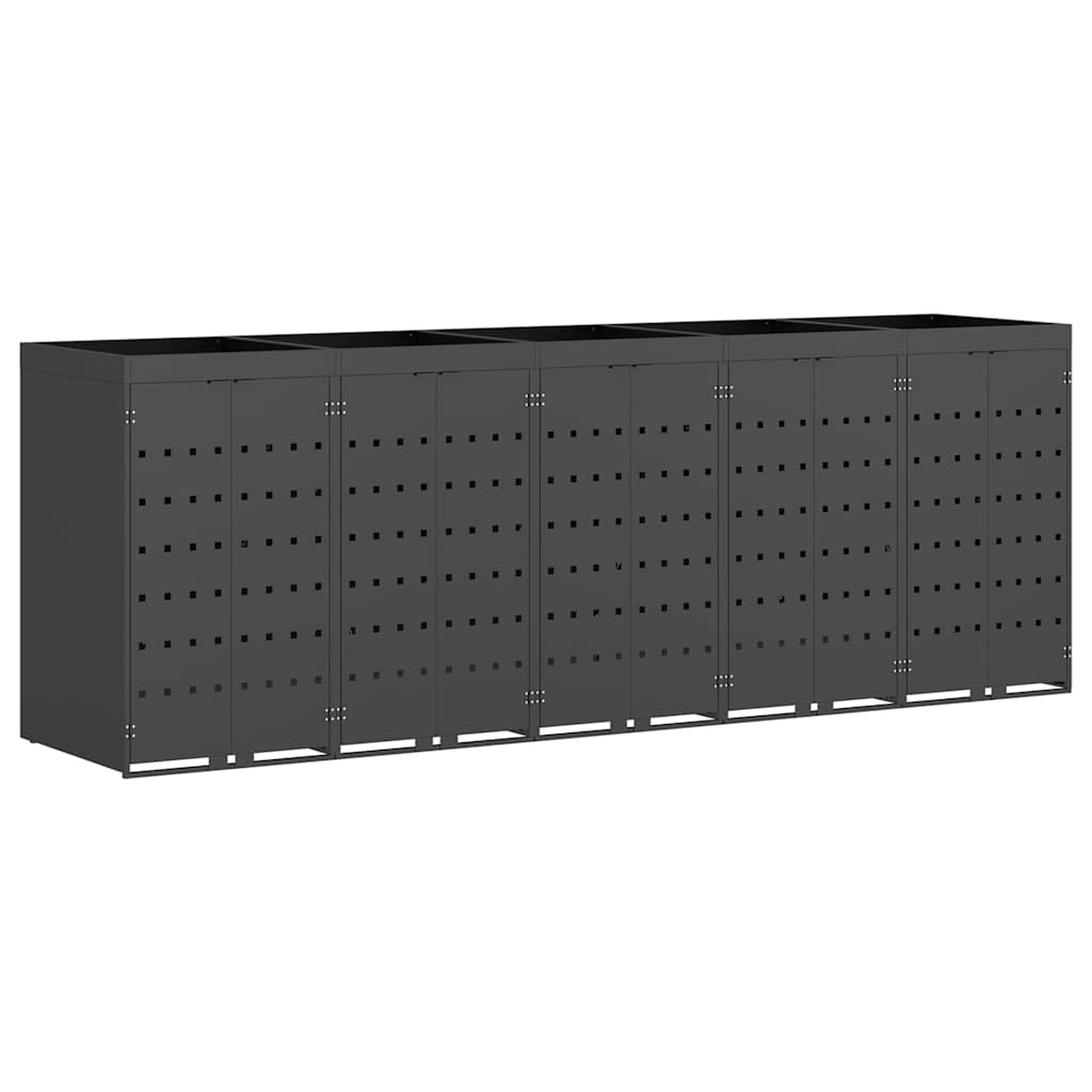 Mülltonnenbox für 2 Tonnen Schwarz 138x79x117 cm Stahl