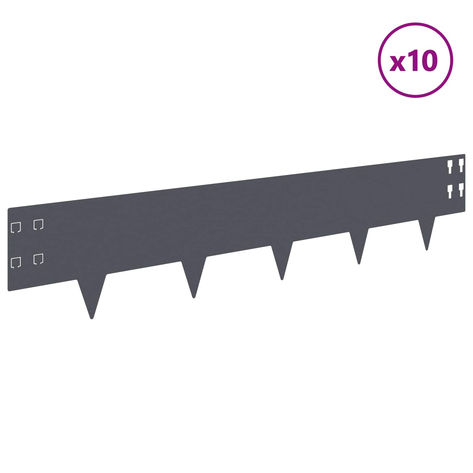 Raseneinfassung 10 pcs 100 x 12 cm Stahl Schwarz
