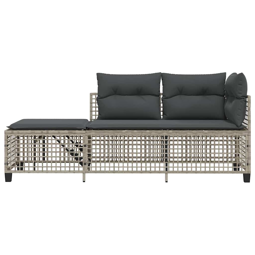 3-tlg. Garten-Ecksofa-Set mit Kissen Schwarz Poly Rattan