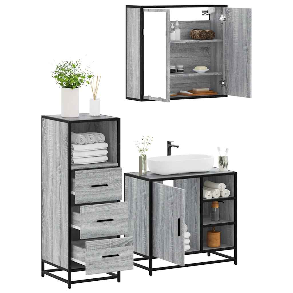 3-tlg. Badmöbel-Set Sonoma-Eiche Holzwerkstoff