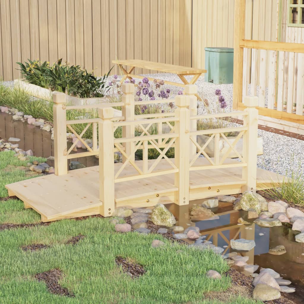 Gartenbrücke mit Geländer 150x67x56 cm Massivholz Fichte
