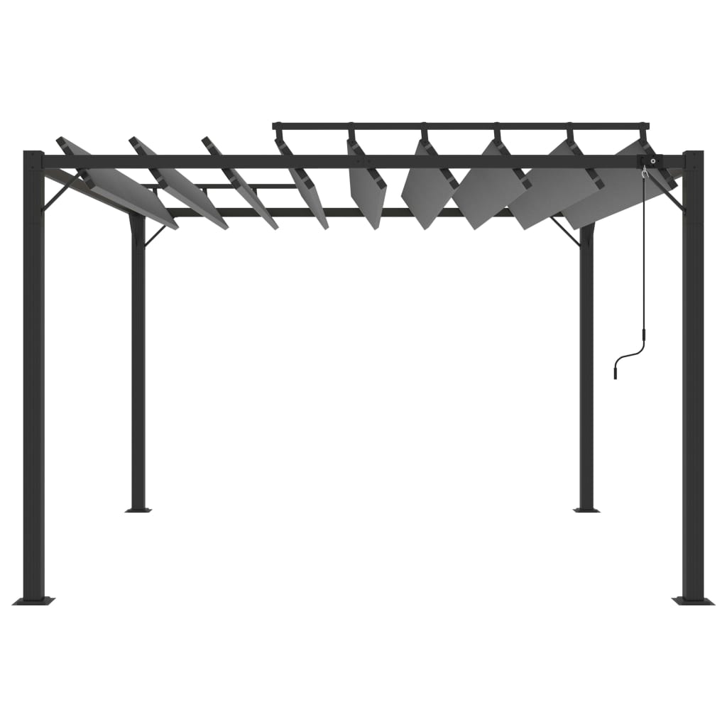 Pergola mit Lamellendach 3x3 m Creme Stoff und Aluminium