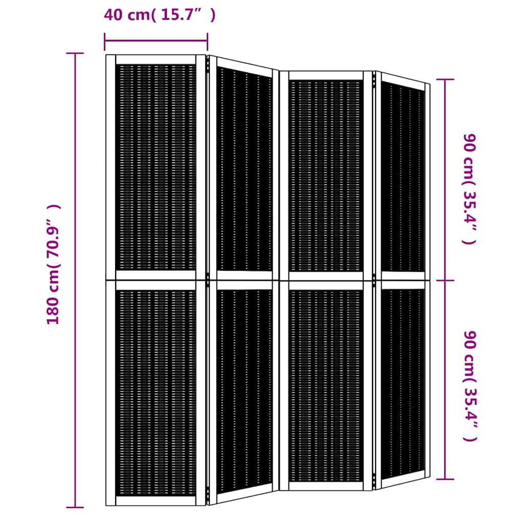 3-tlg. Raumteiler Braun Massivholz Paulownia