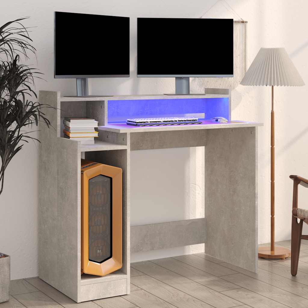 Schreibtisch mit LEDs Weiß 97x45x90 cm Holzwerkstoff