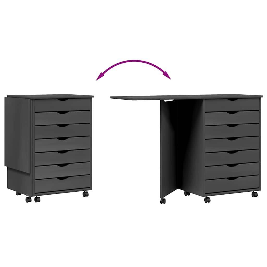 Rollschrank mit Schreibtisch MOSS Honigbraun Massivholz Kiefer