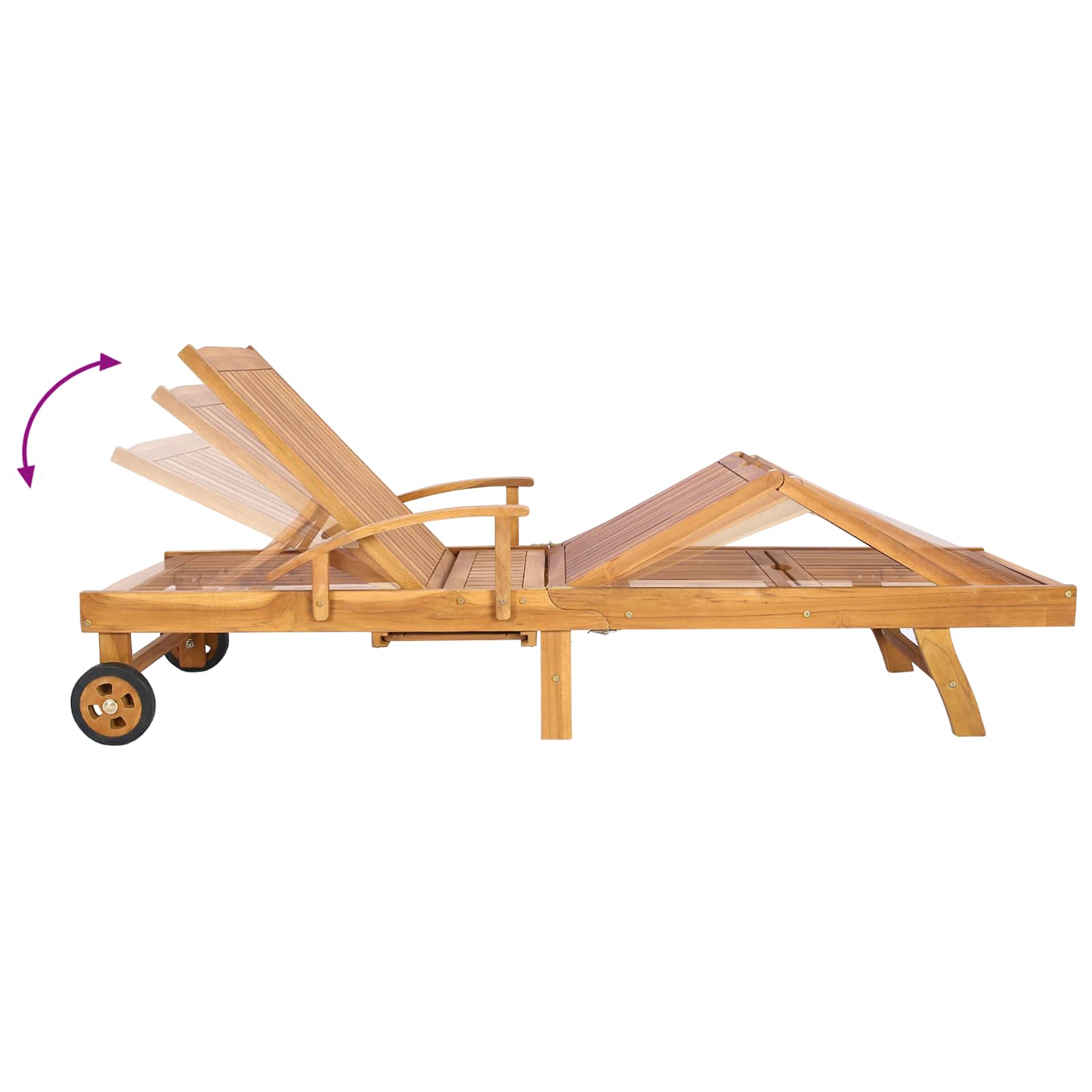 Sonnenliege 1-Person Braun Massivholz Teak