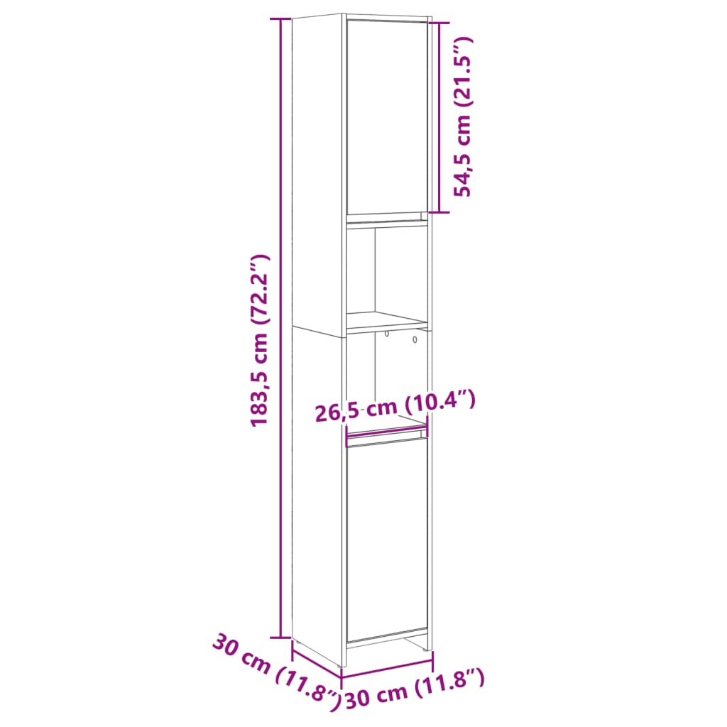 Badezimmerschrank Weiß 30x30x183,5 cm Holzwerkstoff