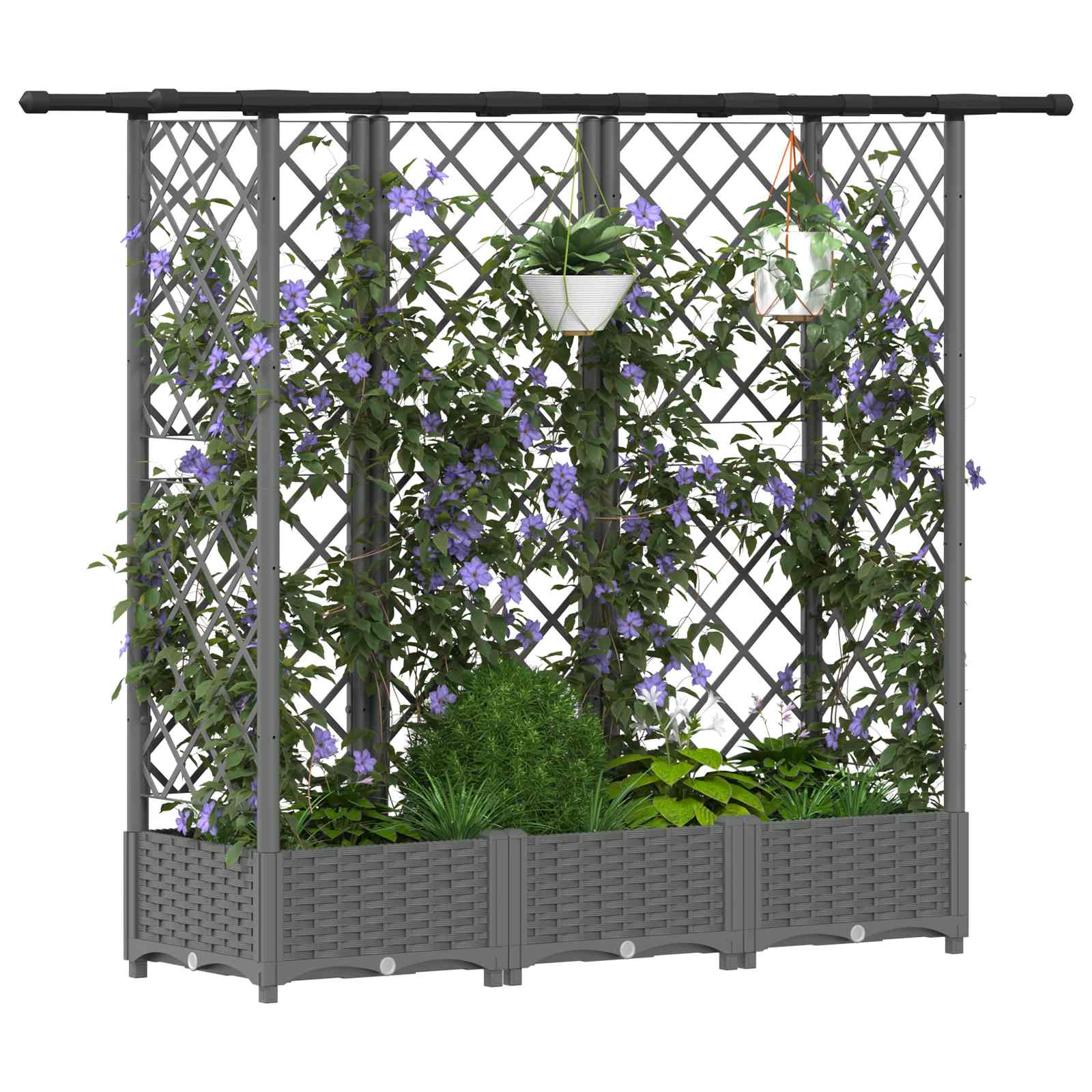 Hochbeet mit Rankgitter und Dach Braun 124 x 40 x 123 cm PP