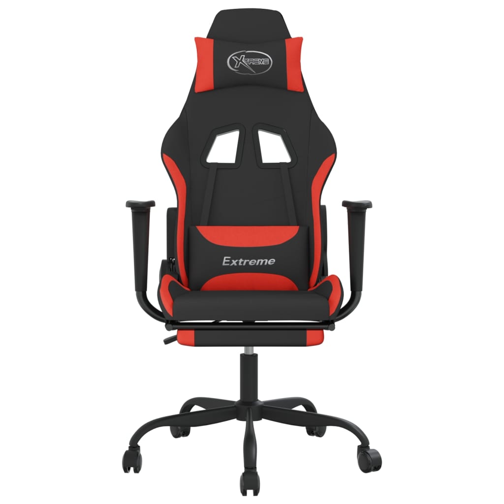 Gaming-Stuhl mit Massagefunktion Schwarz und Creme Stoff