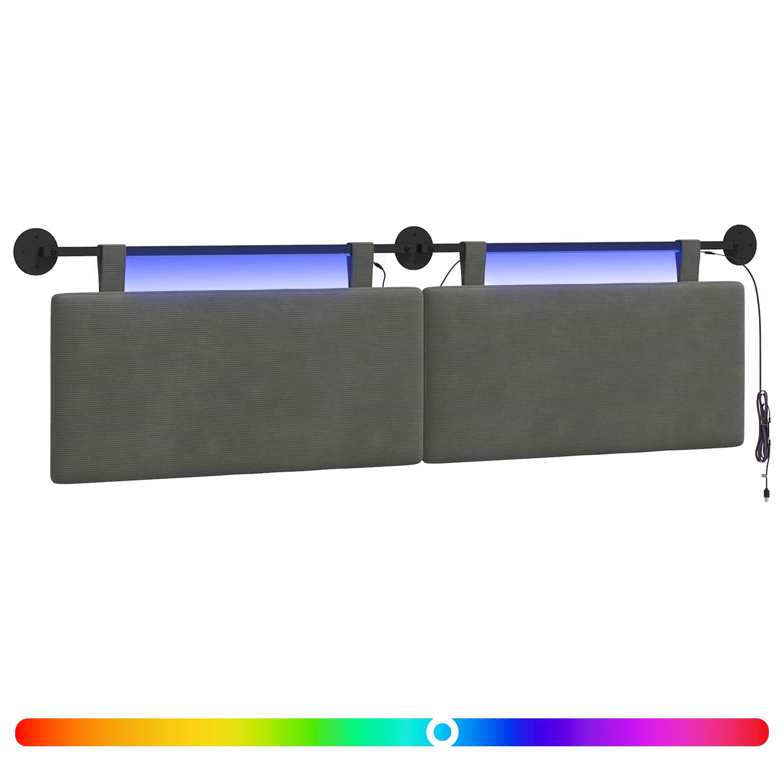 Hängendes Kopfteil Mit LED Licht Hellgrau Cordstoff