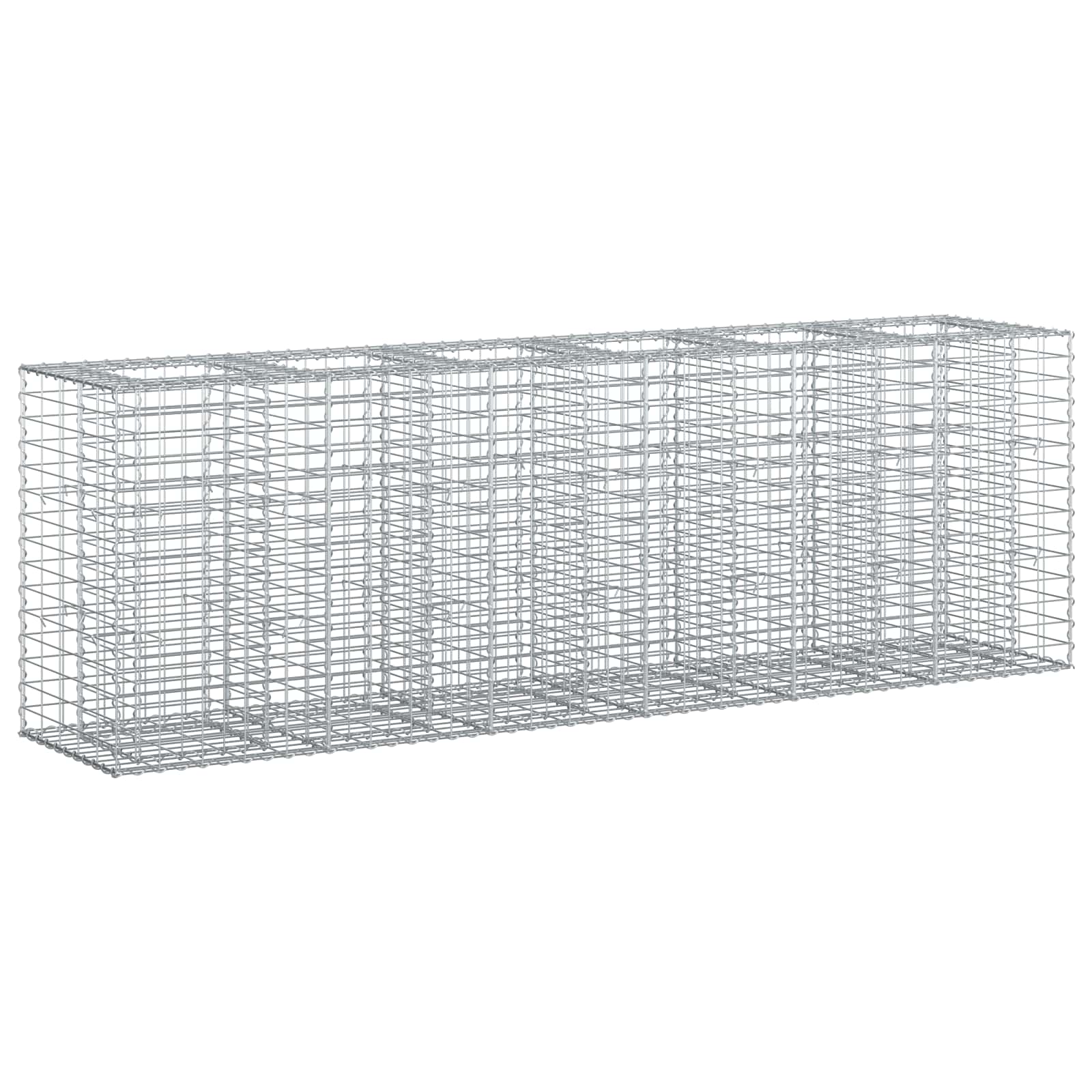 Gabionen Hochbeet 2 pcs Silber 260 x 60 x 55 cm