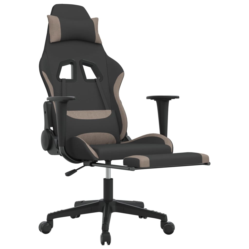Gaming-Stuhl mit Massagefunktion Schwarz und Creme Stoff