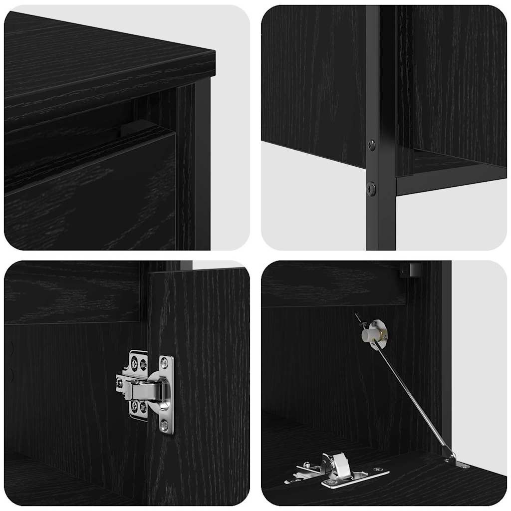 Badezimmermöbel-Set 3 pcs Schwarz Eichen-Optik Holzwerkstoff