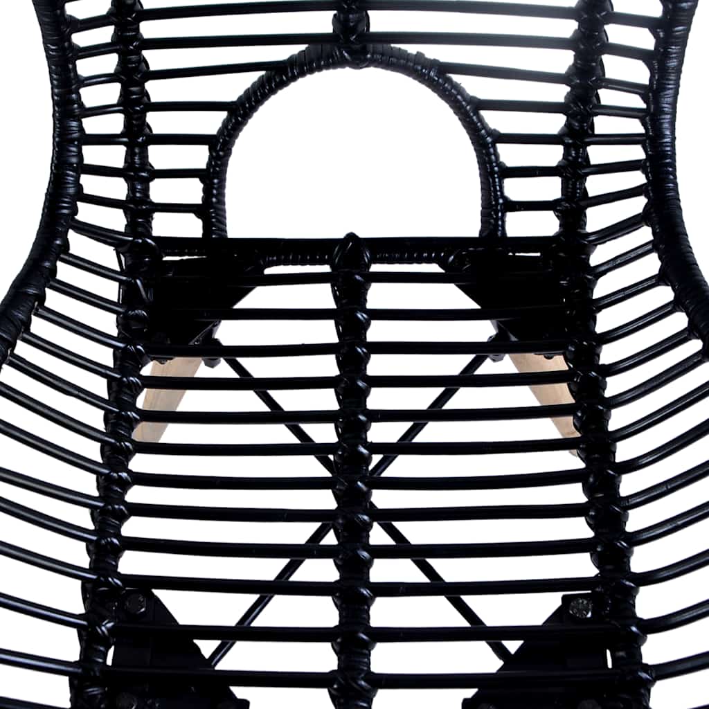 Esszimmerstühle 2 Stk. Schwarz Natur Rattan