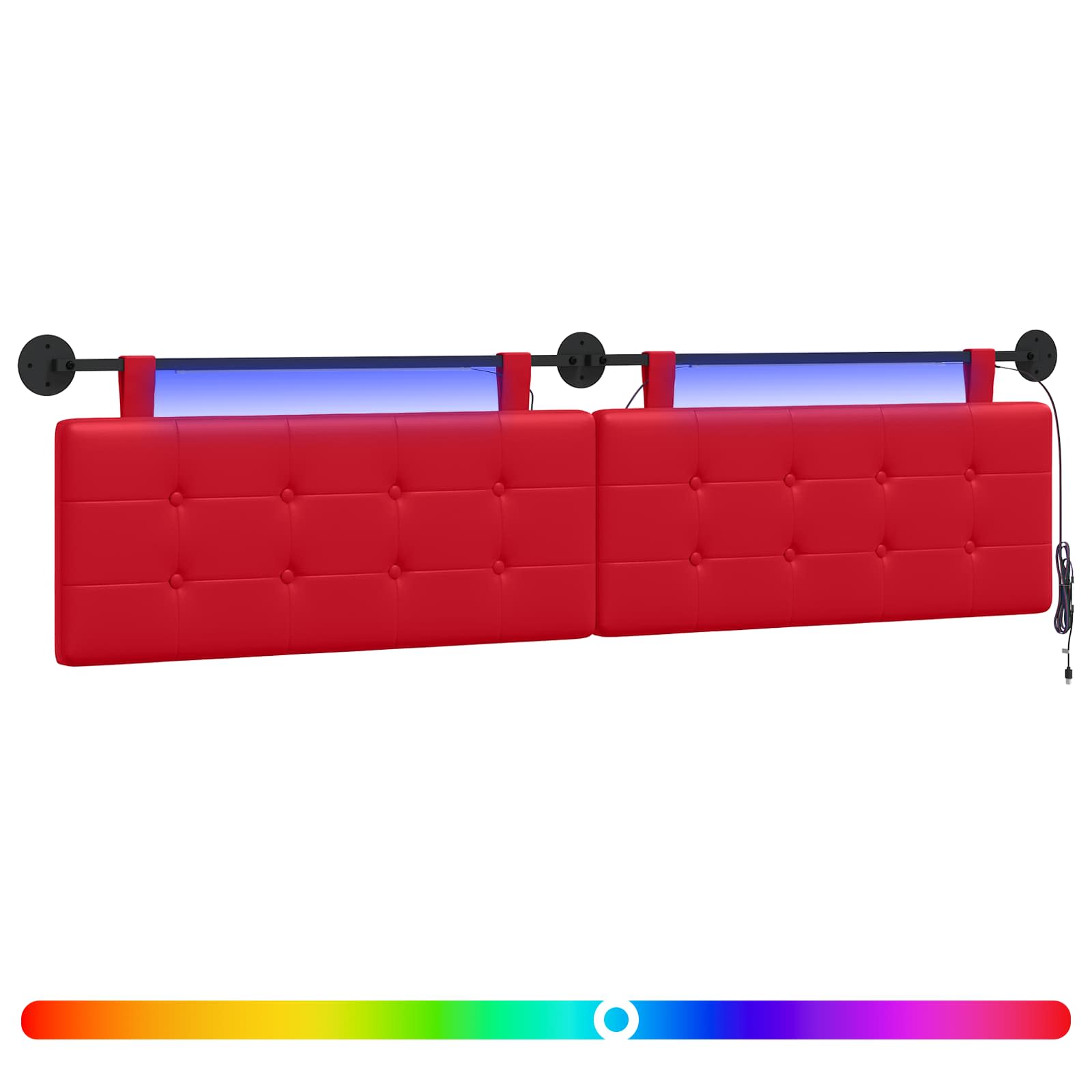 Hängendes Kopfteil Mit LED Licht Creme Kunstleder