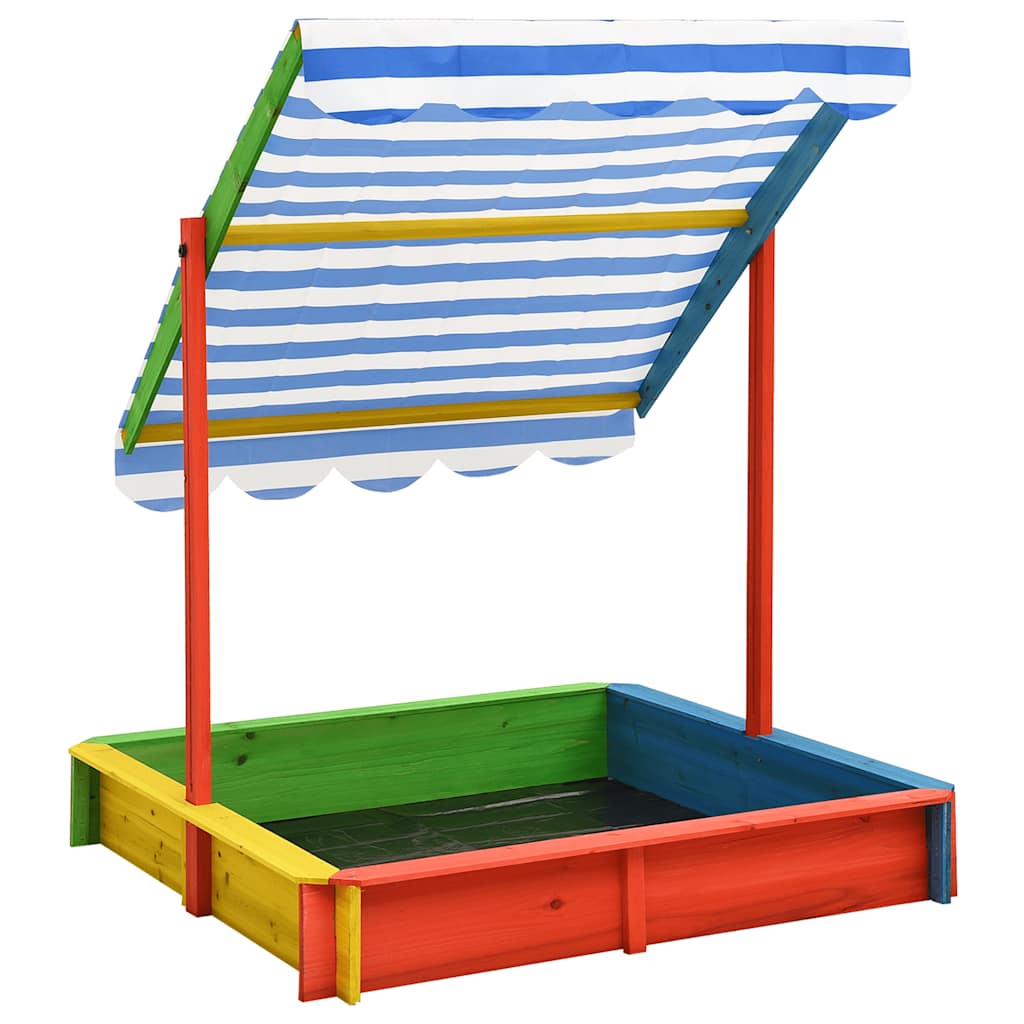 Sandkasten mit Verstellbarem Dach Tannenholz 115x115x115 cm
