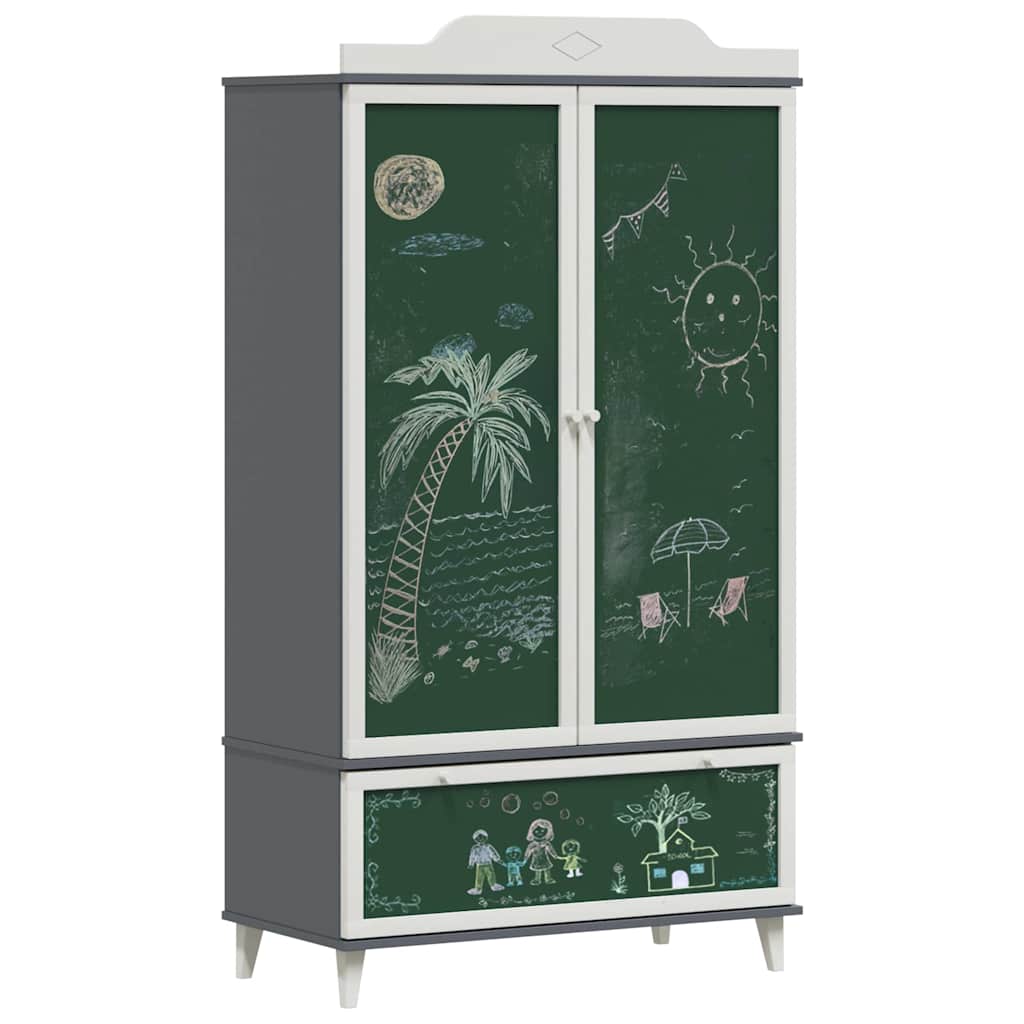 Kreidetafel Kleiderschrank mit Tür ROROS Weiß 90 x 45 x 165 cm