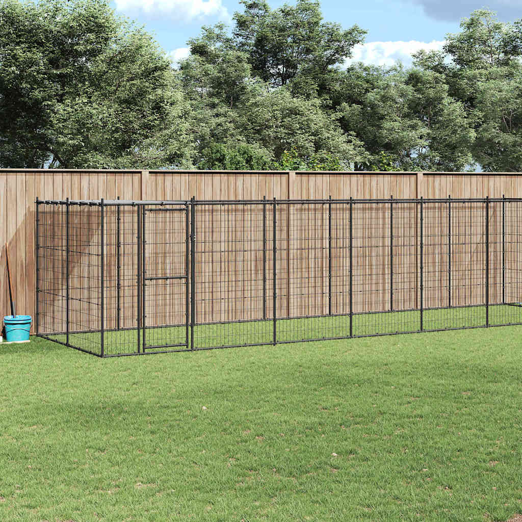 Outdoor-Hundezwinger mit Überdachung Stahl 7,26 m²