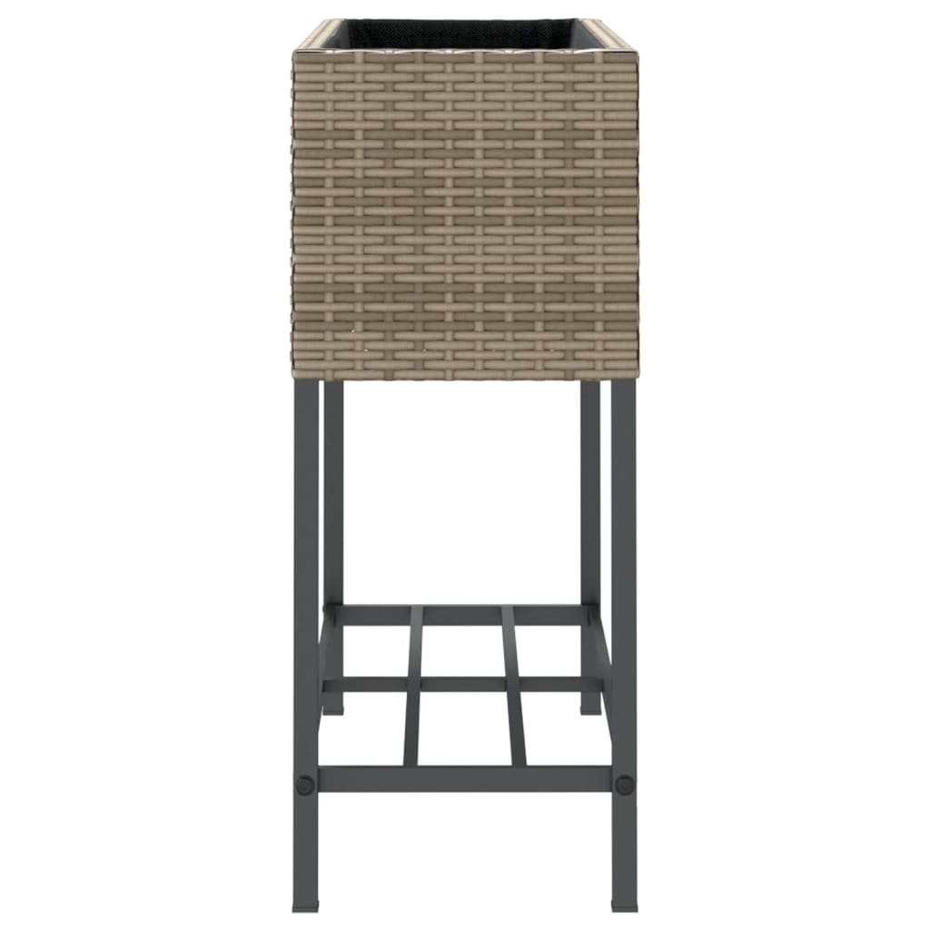 Hochbeete mit Ablage 2 Stk. Schwarz 70x28x70 cm Poly Rattan