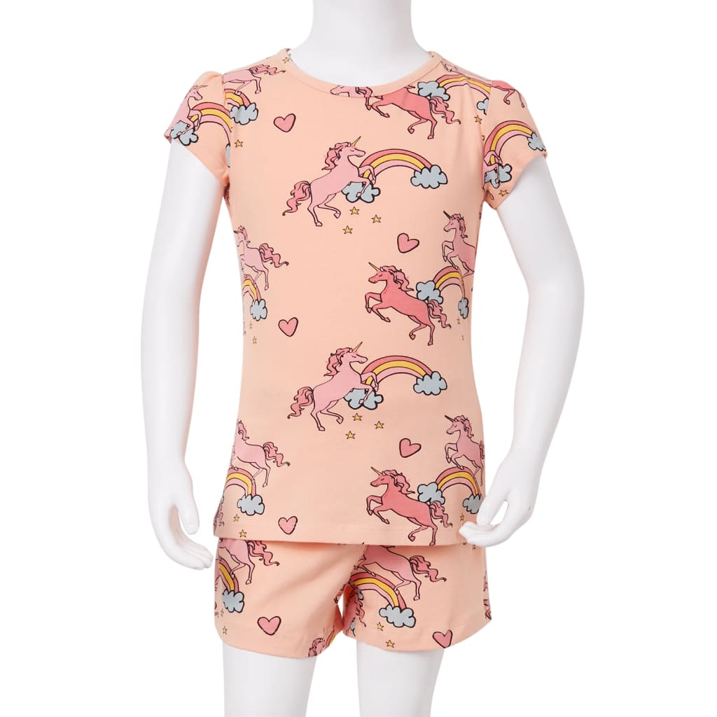 Kinderpyjama mit Kurzen Ärmeln Hellorange 92