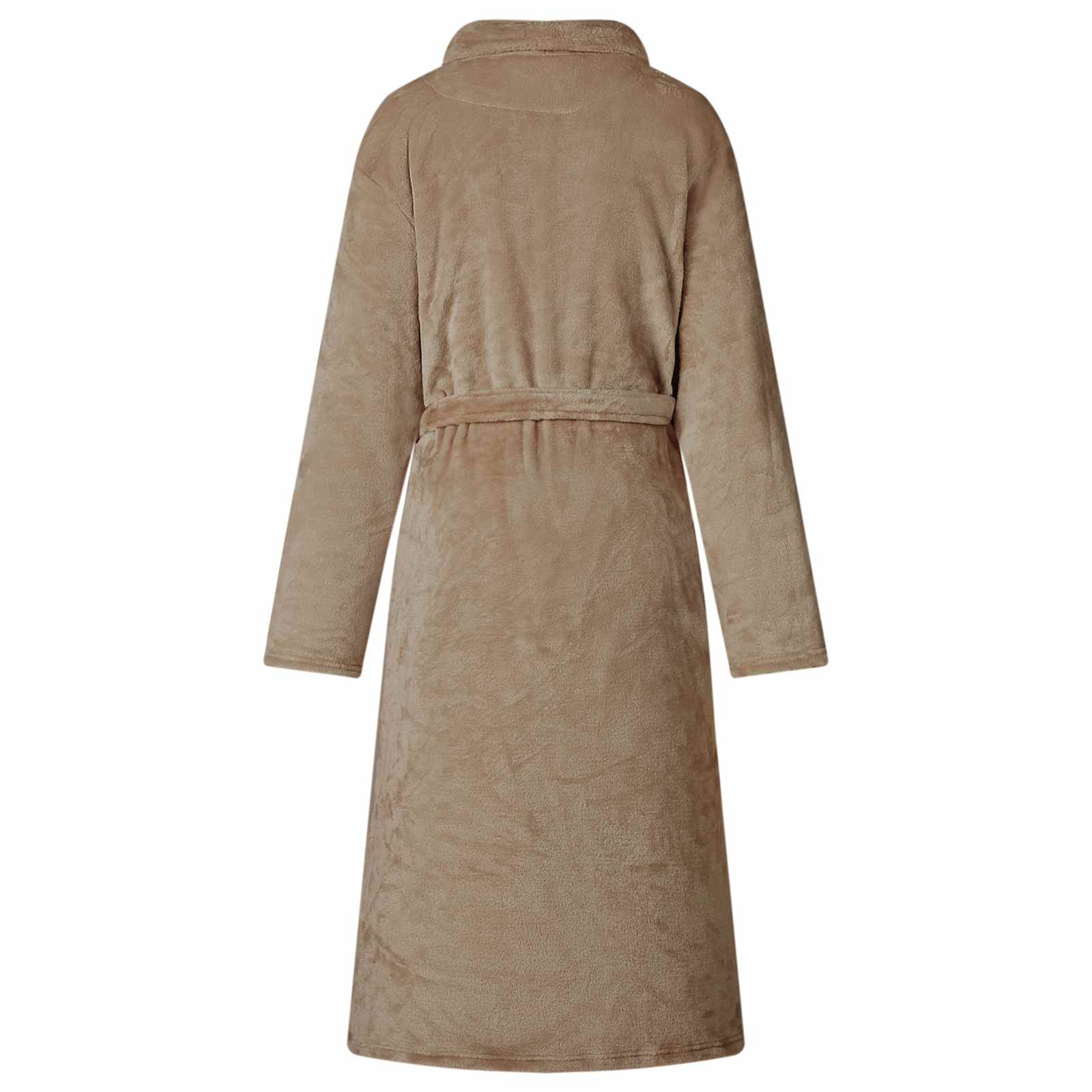 Bademantel ohne Kapuze Beige S Flanell
