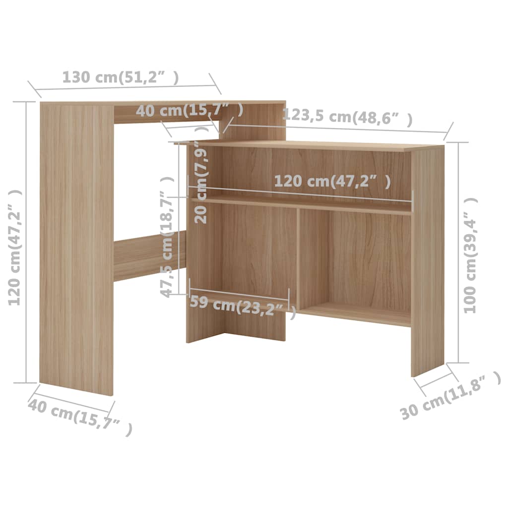 Bartisch mit 2 Tischplatten Weiß 130x40x120 cm