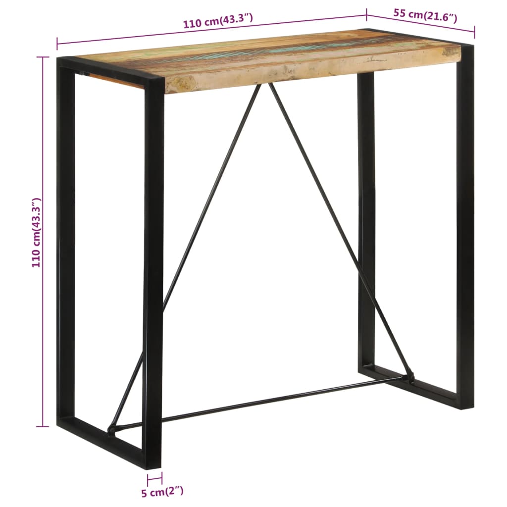 Bartisch 110 x 60 x 110 cm Massivholz Mango