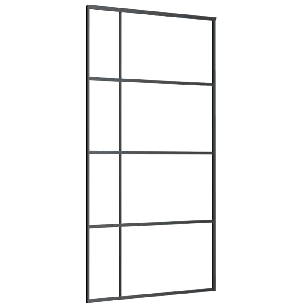 Schiebetür ESG-Glas und Aluminium 76x205 cm Schwarz