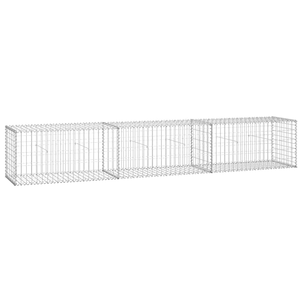 Gabionenwand mit Abdeckung Verzinkter Stahl 20×20×100 cm