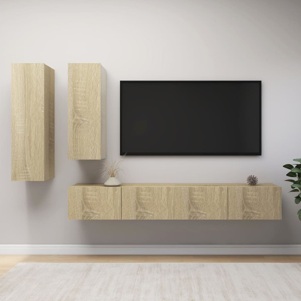 4-tlg. TV-Schrank-Set Weiß Holzwerkstoff