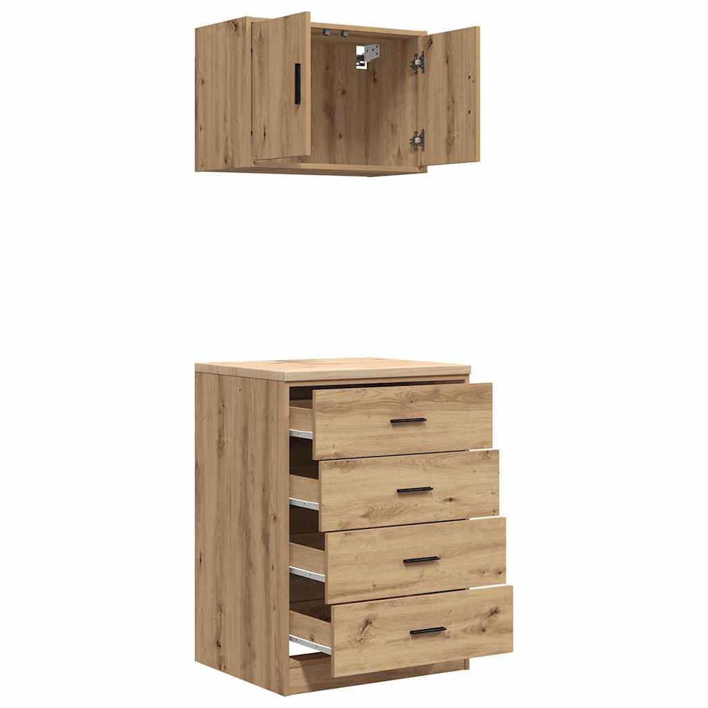 Garagenschränke 2 Stk. Schwarz Holzwerkstoff